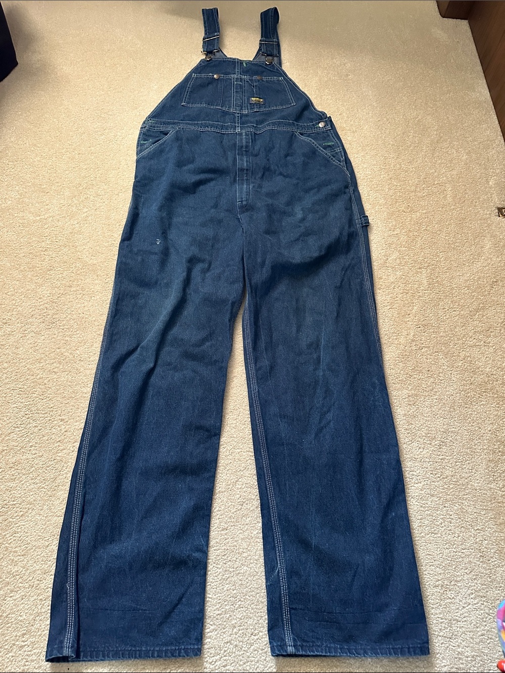 OshKosh B'gosh Dark Blue Relaxed Denim Overalls size 38x34